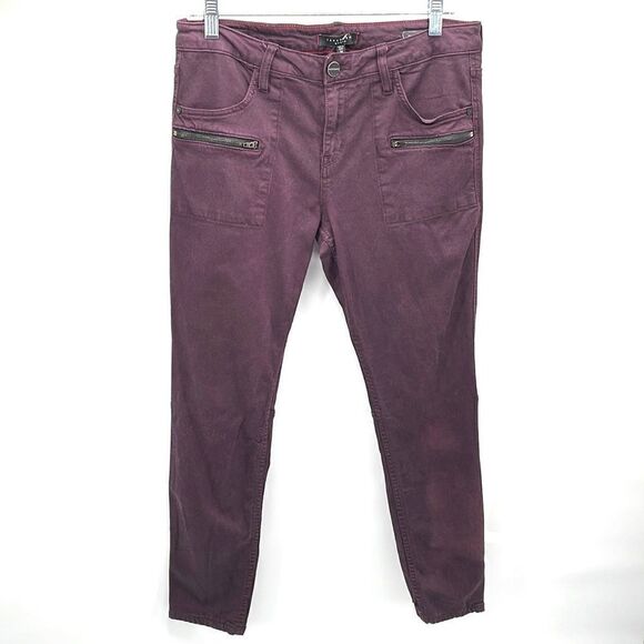 Sanctuary denim purple wine ProMidal ace utility skinny jeans zip pockets 30 EUC - Picture 3 of 12